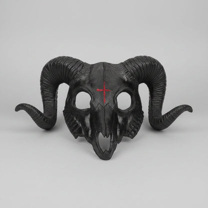 Halloween Goat Mask for parties featuring intricate detailing, designed for comfortable wear as a unique cosplay accessory. 1
