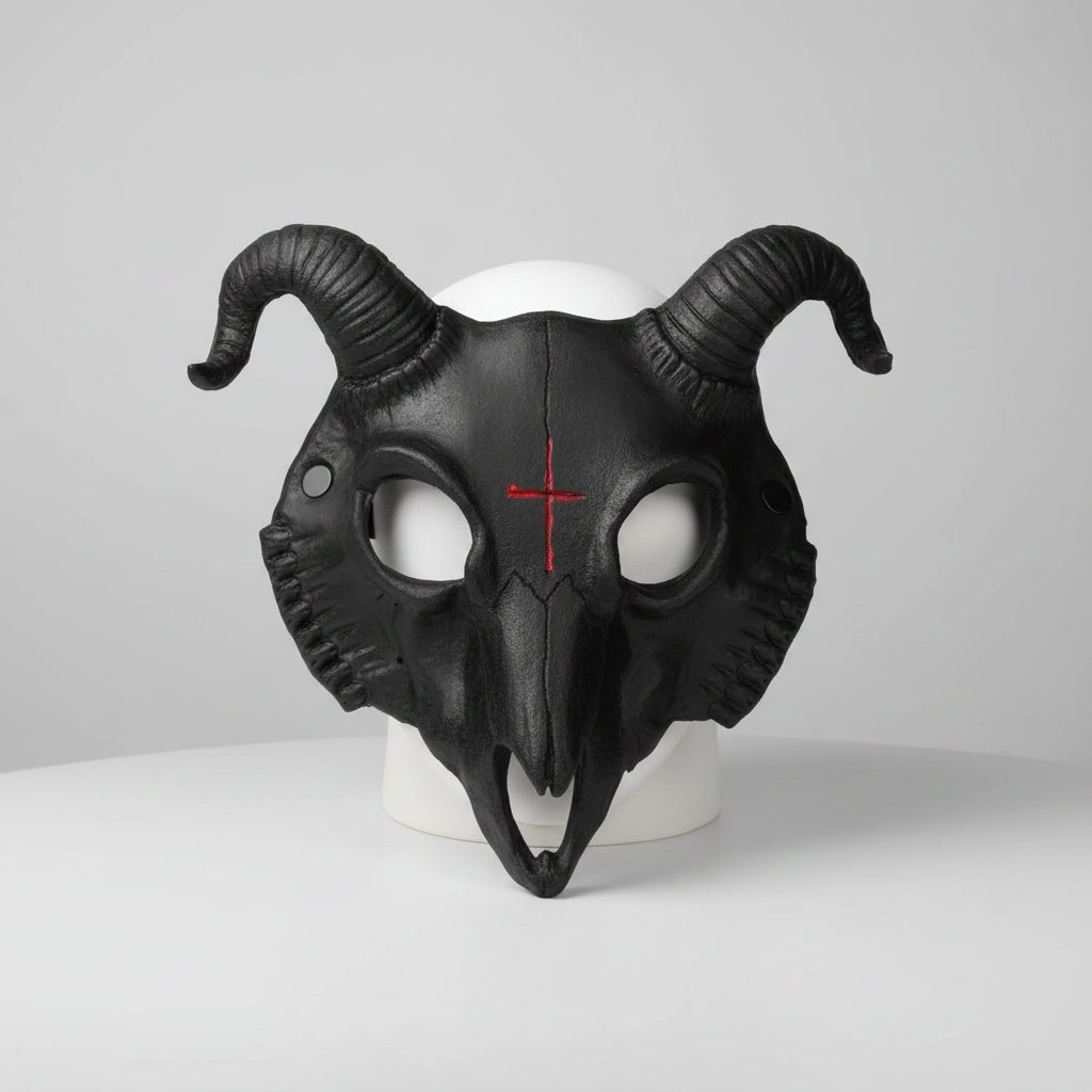 Halloween Goat Mask for parties featuring intricate detailing, designed for comfortable wear as a unique cosplay accessory. 2