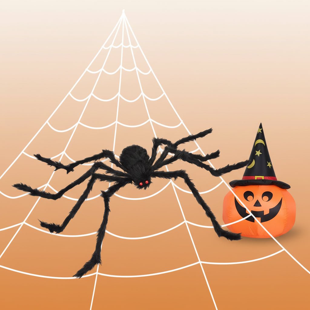 Halloween Spider Web Decoration featuring a Creepy Spider, 200 inches long, perfect for indoor and outdoor spooky decor. 0