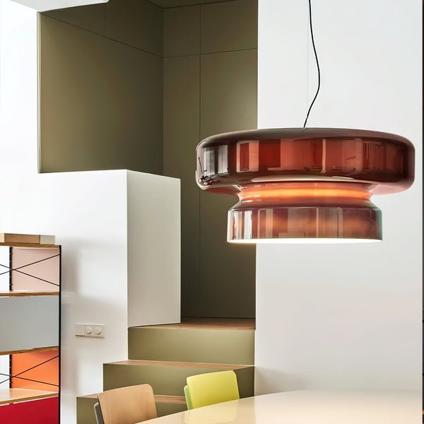 Hand-blown glass pendant lamp featuring an organic shape, perfect for modern interiors and elegant lighting decor. 5