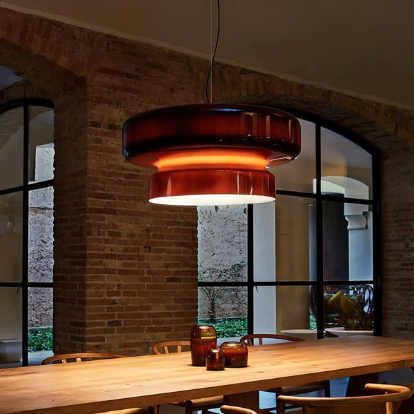 Hand-blown glass pendant lamp featuring an organic shape, perfect for modern interiors and elegant lighting decor. 3