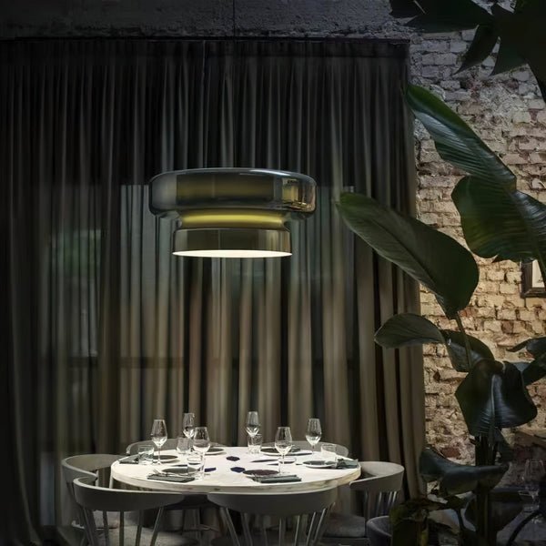 Hand-blown glass pendant lamp featuring an organic shape, perfect for modern interiors and elegant lighting decor. 7