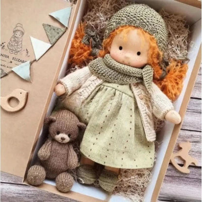 Handmade Waldorf-style doll featuring a soft cotton body and gentle design, perfect for imaginative play and nurturing creativity in children. 27