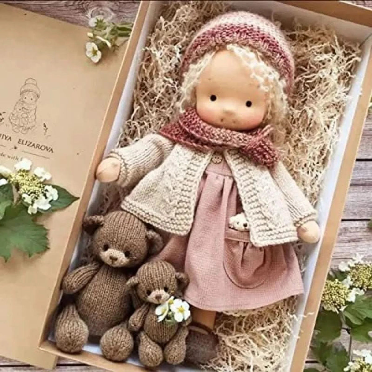 Handmade Waldorf-style doll featuring a soft cotton body and gentle design, perfect for imaginative play and nurturing creativity in children. 23