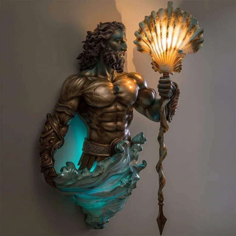 Handmade wall lamp featuring a fantasy spiritual motif, designed to provide soft LED lighting and operates wirelessly, perfect for enhancing any room's ambiance. 1