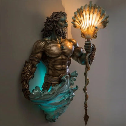 Handmade wall lamp featuring a fantasy spiritual motif, designed to provide soft LED lighting and operates wirelessly, perfect for enhancing any room's ambiance. 1