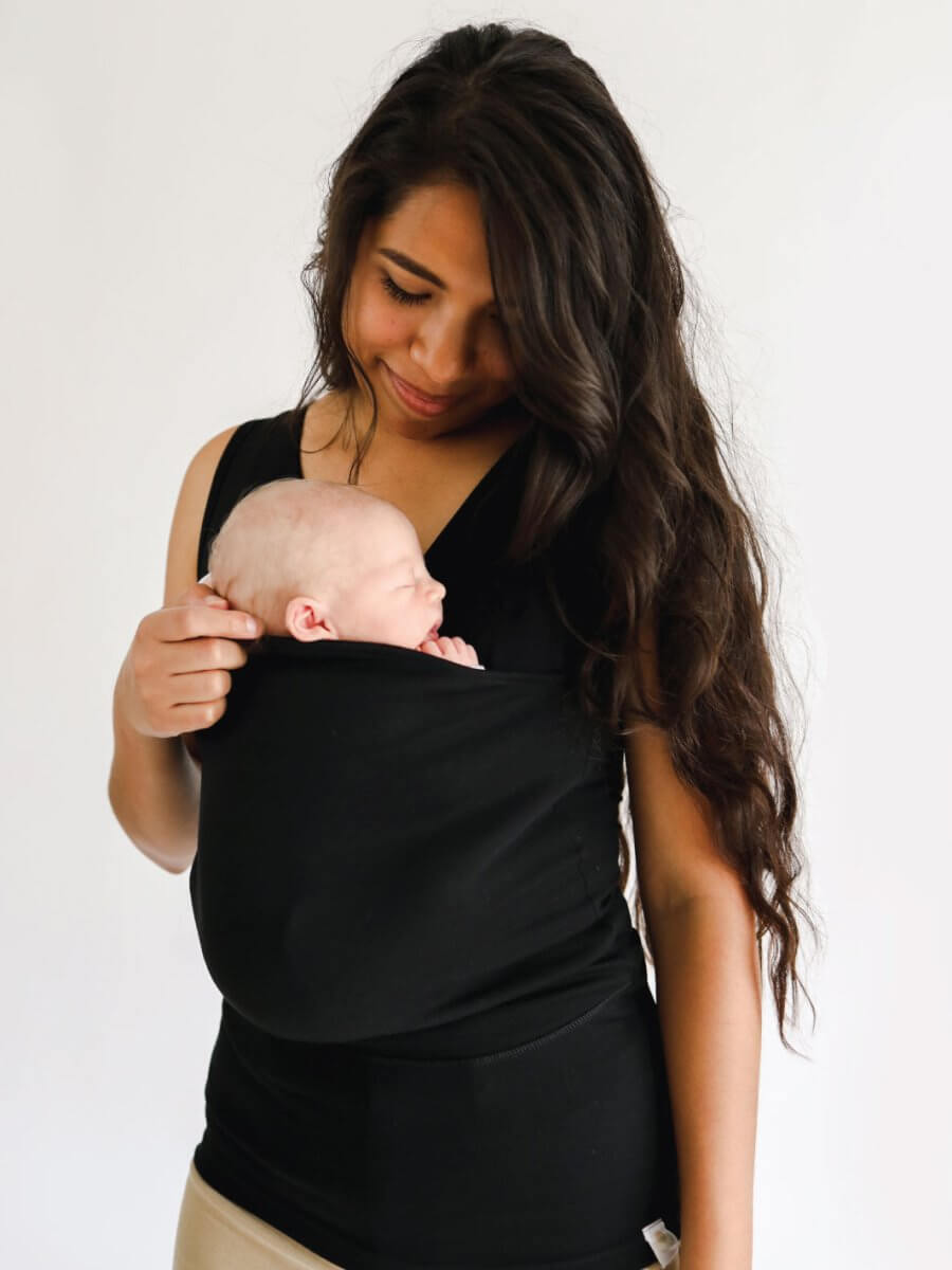 Handsfree Cotton Wrap Baby Carrier in a comfortable T-shirt design, ideal for safe and secure baby wearing, featuring soft cotton fabric and ergonomic support for parents 0
