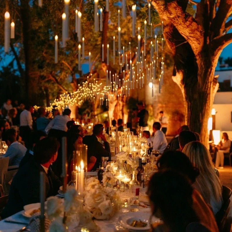 Hanging flameless candle with remote control, emitting warm white LED light, perfect for indoor and outdoor decor. 5
