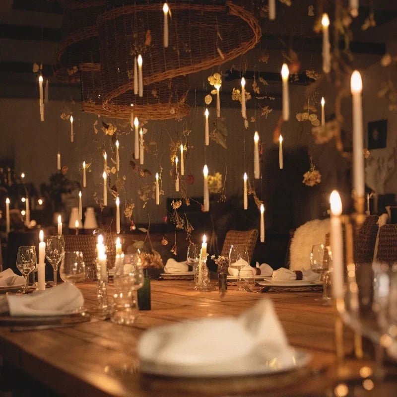 Hanging flameless candle with remote control, emitting warm white LED light, perfect for indoor and outdoor decor. 2
