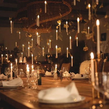 Hanging flameless candle with remote control, emitting warm white LED light, perfect for indoor and outdoor decor. 2