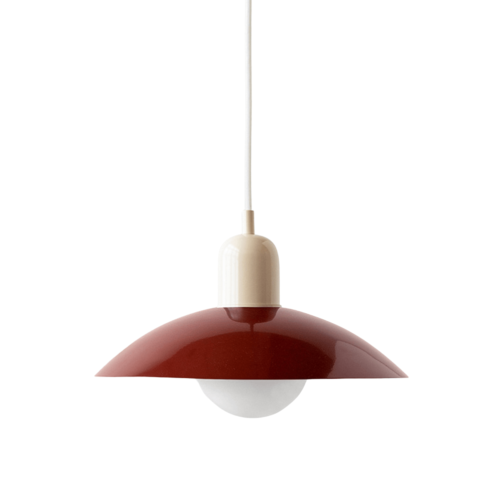 Hanging lamp with a curved metal shade designed for kitchen pendant lighting, featuring a minimalist style perfect for modern indoor decor. 10