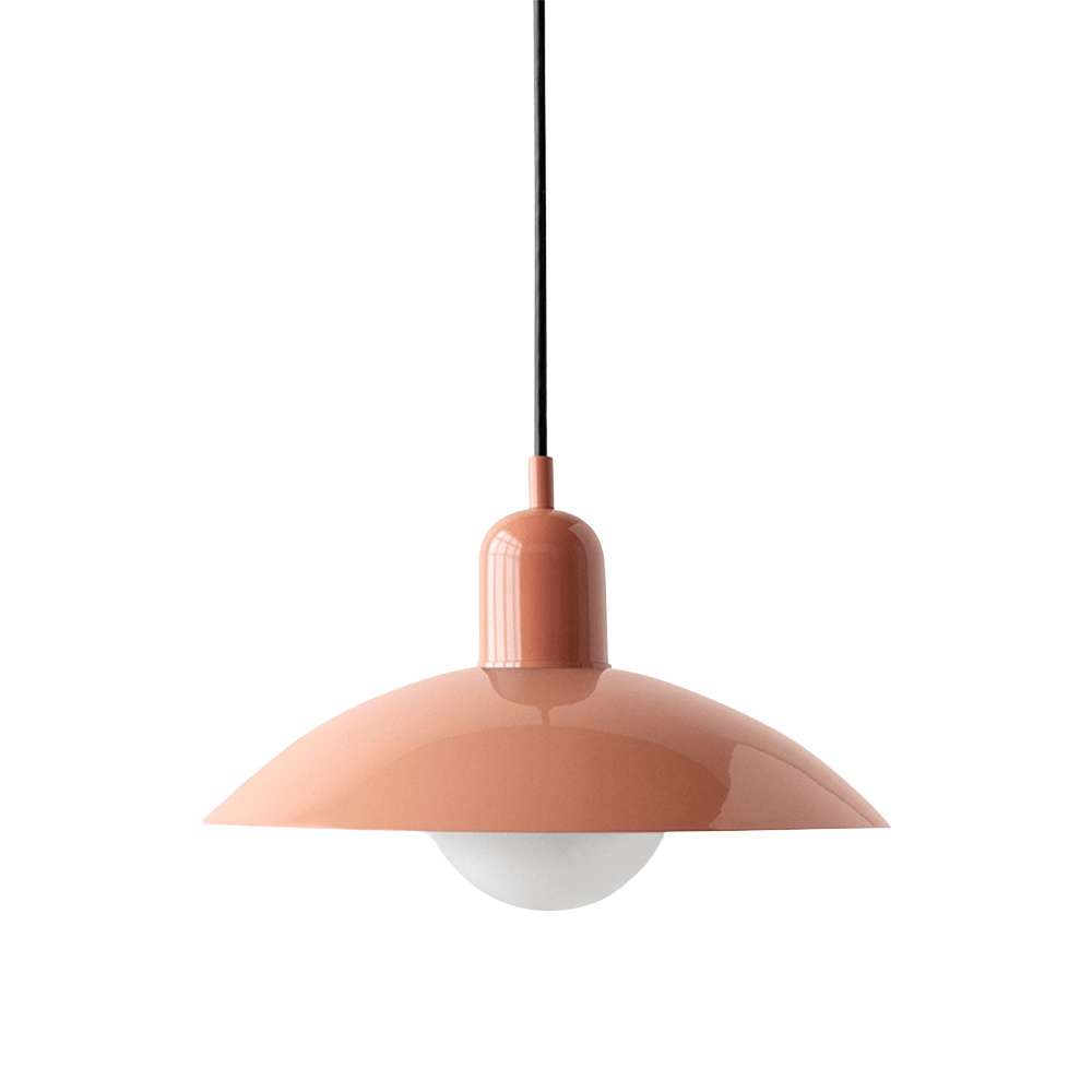 Hanging lamp with a curved metal shade designed for kitchen pendant lighting, featuring a minimalist style perfect for modern indoor decor. 22
