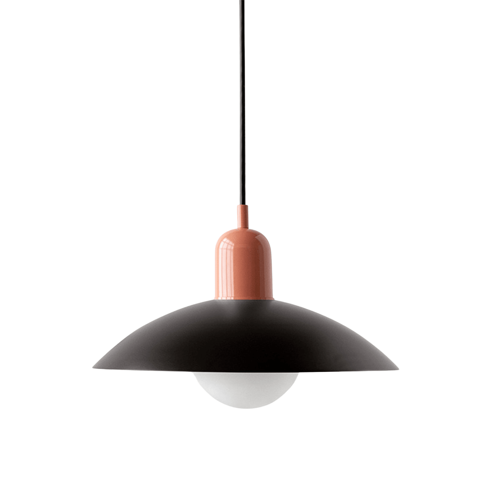 Hanging lamp with a curved metal shade designed for kitchen pendant lighting, featuring a minimalist style perfect for modern indoor decor. 17