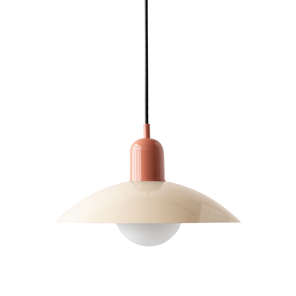 Hanging lamp with a curved metal shade designed for kitchen pendant lighting, featuring a minimalist style perfect for modern indoor decor. 9