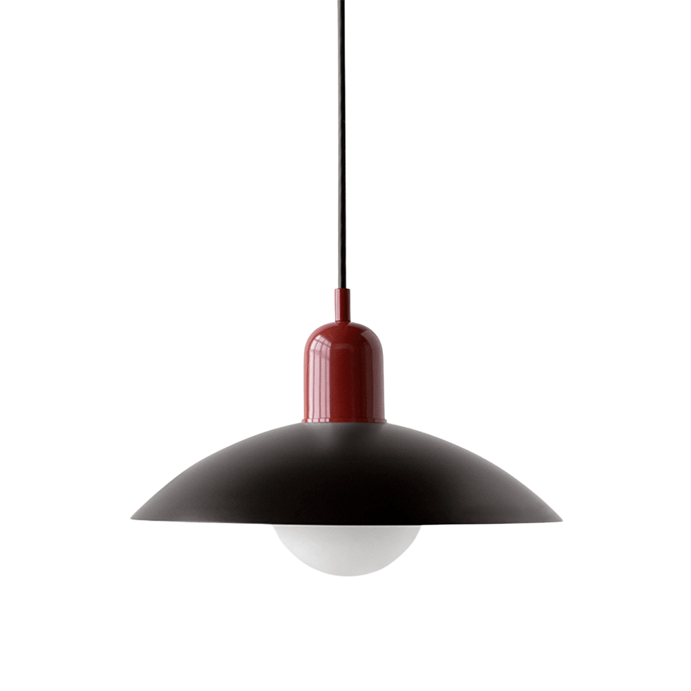Hanging lamp with a curved metal shade designed for kitchen pendant lighting, featuring a minimalist style perfect for modern indoor decor. 16