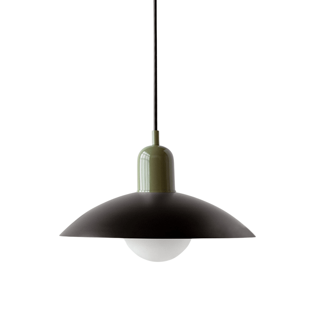 Hanging lamp with a curved metal shade designed for kitchen pendant lighting, featuring a minimalist style perfect for modern indoor decor. 18