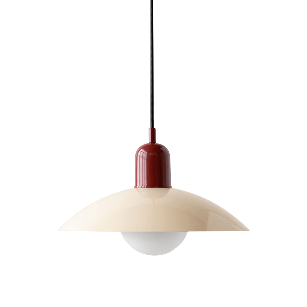 Hanging lamp with a curved metal shade designed for kitchen pendant lighting, featuring a minimalist style perfect for modern indoor decor. 5