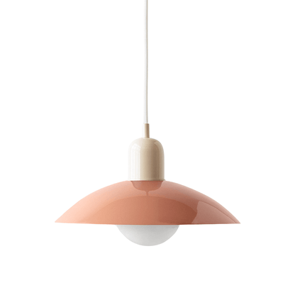Hanging lamp with a curved metal shade designed for kitchen pendant lighting, featuring a minimalist style perfect for modern indoor decor. 11
