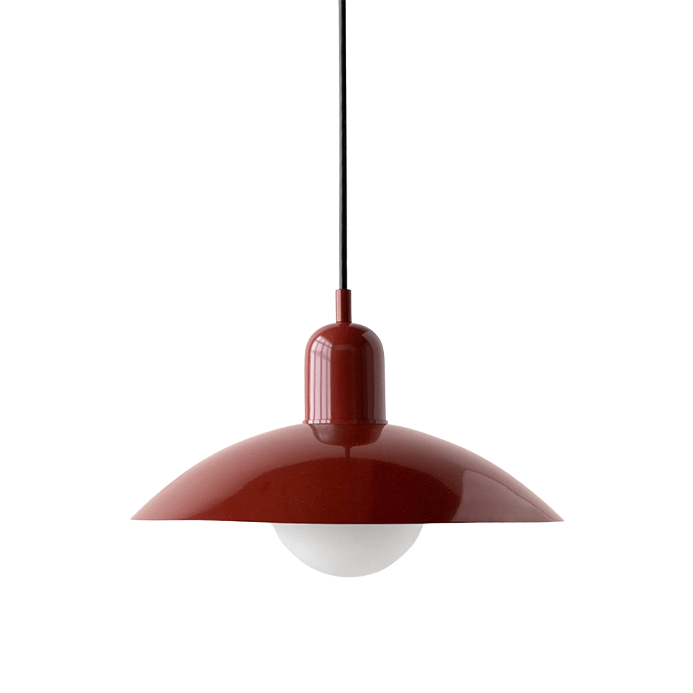 Hanging lamp with a curved metal shade designed for kitchen pendant lighting, featuring a minimalist style perfect for modern indoor decor. 19