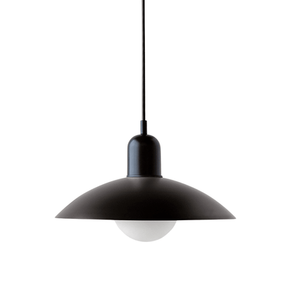 Hanging lamp with a curved metal shade designed for kitchen pendant lighting, featuring a minimalist style perfect for modern indoor decor. 7