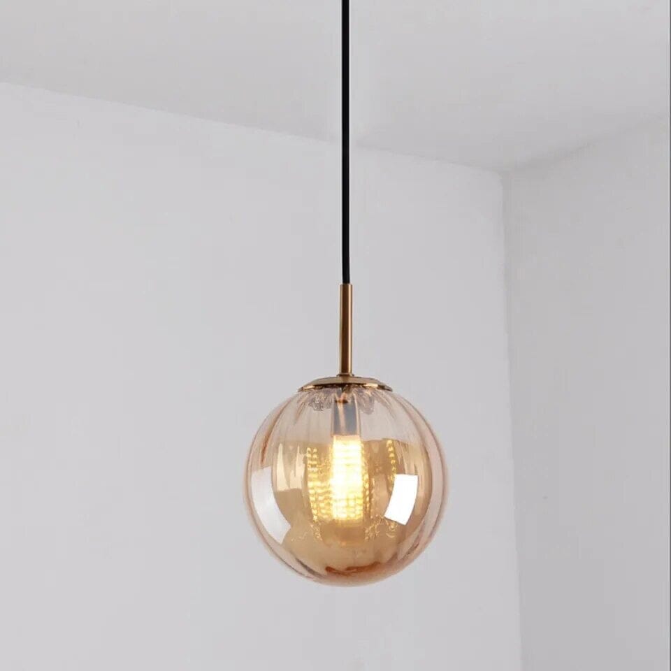 Modern glass hanging lamp with dimmable light feature, perfect for kitchen and home décor, showcasing a sleek design that enhances any interior space. 12