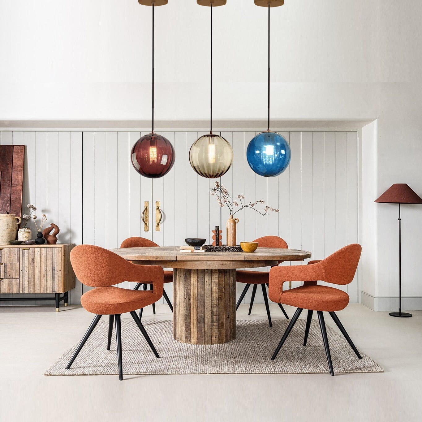 Modern glass hanging lamp with dimmable light feature, perfect for kitchen and home décor, showcasing a sleek design that enhances any interior space. 2