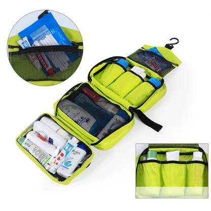 Hanging toiletry bag for travel featuring a compact, durable design, ideal space-saving organizer for men and women, showcasing multiple compartments for toiletries and accessories 4