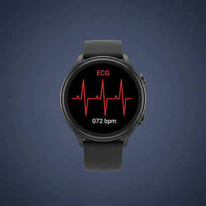 Health Smart Watch in black and silver featuring ECG and blood pressure monitoring capabilities, ideal for fitness tracking and health management. 7
