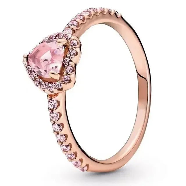 Heart-shaped diamond engagement ring crafted from 925 silver, symbolizing classic love, available in sizes 5-9. 10