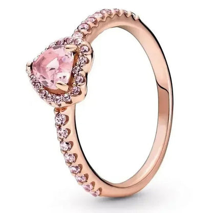 Heart-shaped diamond engagement ring crafted from 925 silver, symbolizing classic love, available in sizes 5-9. 10