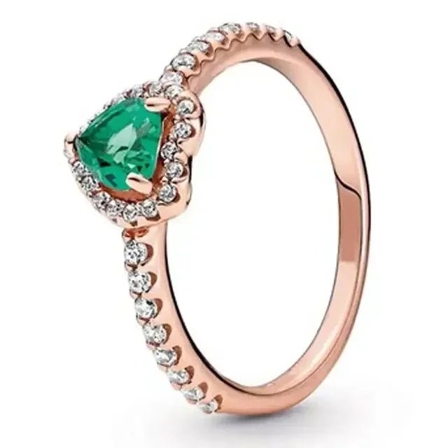 Heart-shaped diamond engagement ring crafted from 925 silver, symbolizing classic love, available in sizes 5-9. 0