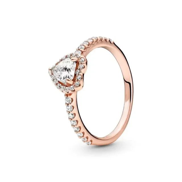 Heart-shaped diamond engagement ring crafted from 925 silver, symbolizing classic love, available in sizes 5-9. 11