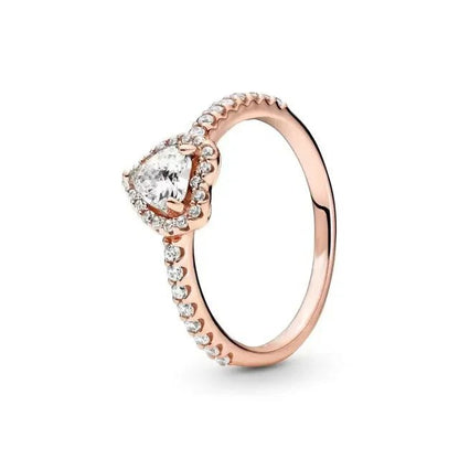 Heart-shaped diamond engagement ring crafted from 925 silver, symbolizing classic love, available in sizes 5-9. 11