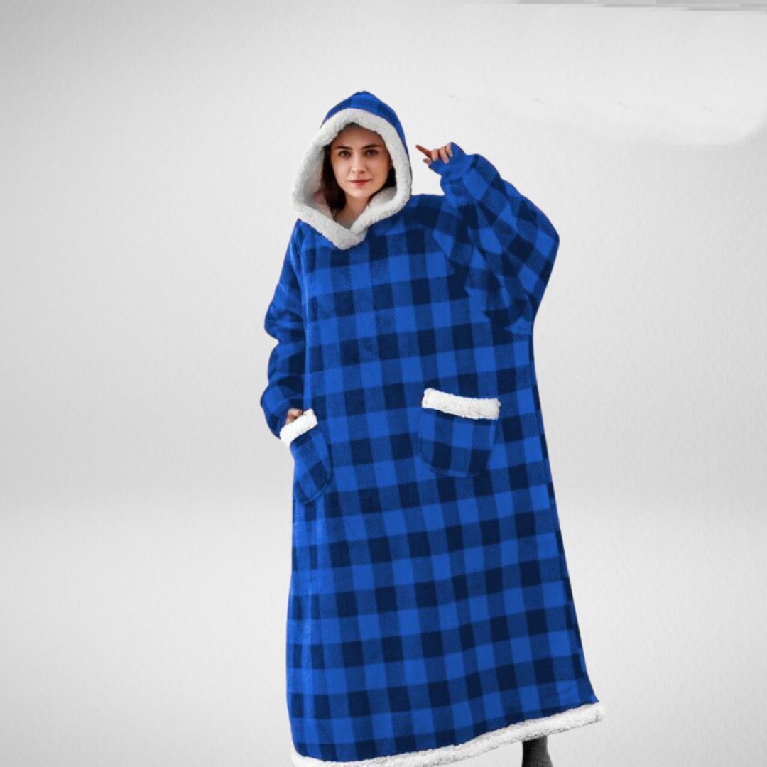 Oversized hooded blanket hoodie with soft Sherpa lining, perfect for cozy comfort at home or outdoor activities. 7