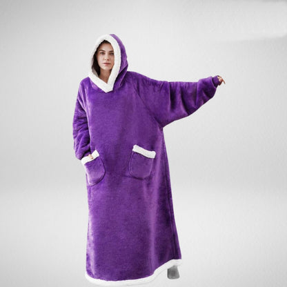 Oversized hooded blanket hoodie with soft Sherpa lining, perfect for cozy comfort at home or outdoor activities. 5