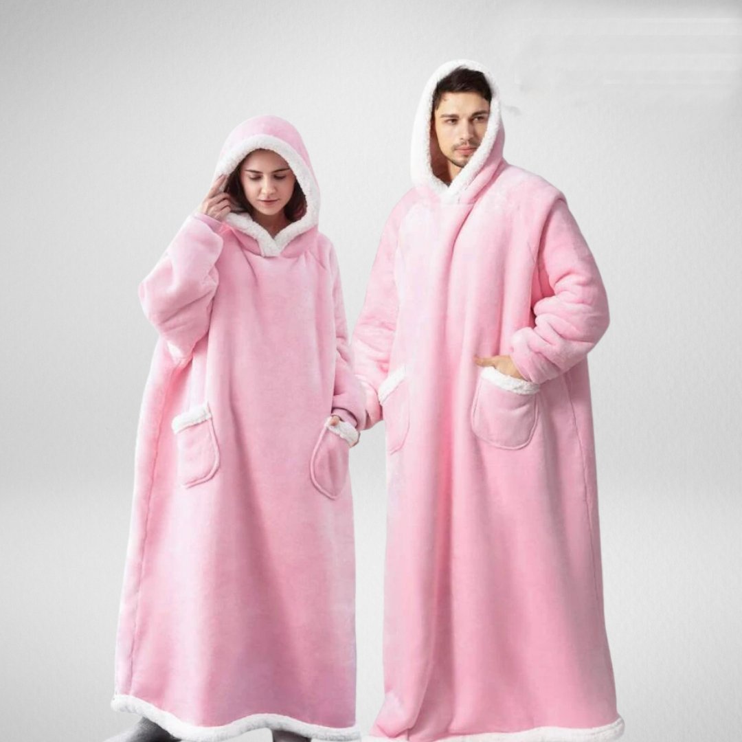 Oversized hooded blanket hoodie with soft Sherpa lining, perfect for cozy comfort at home or outdoor activities. 1