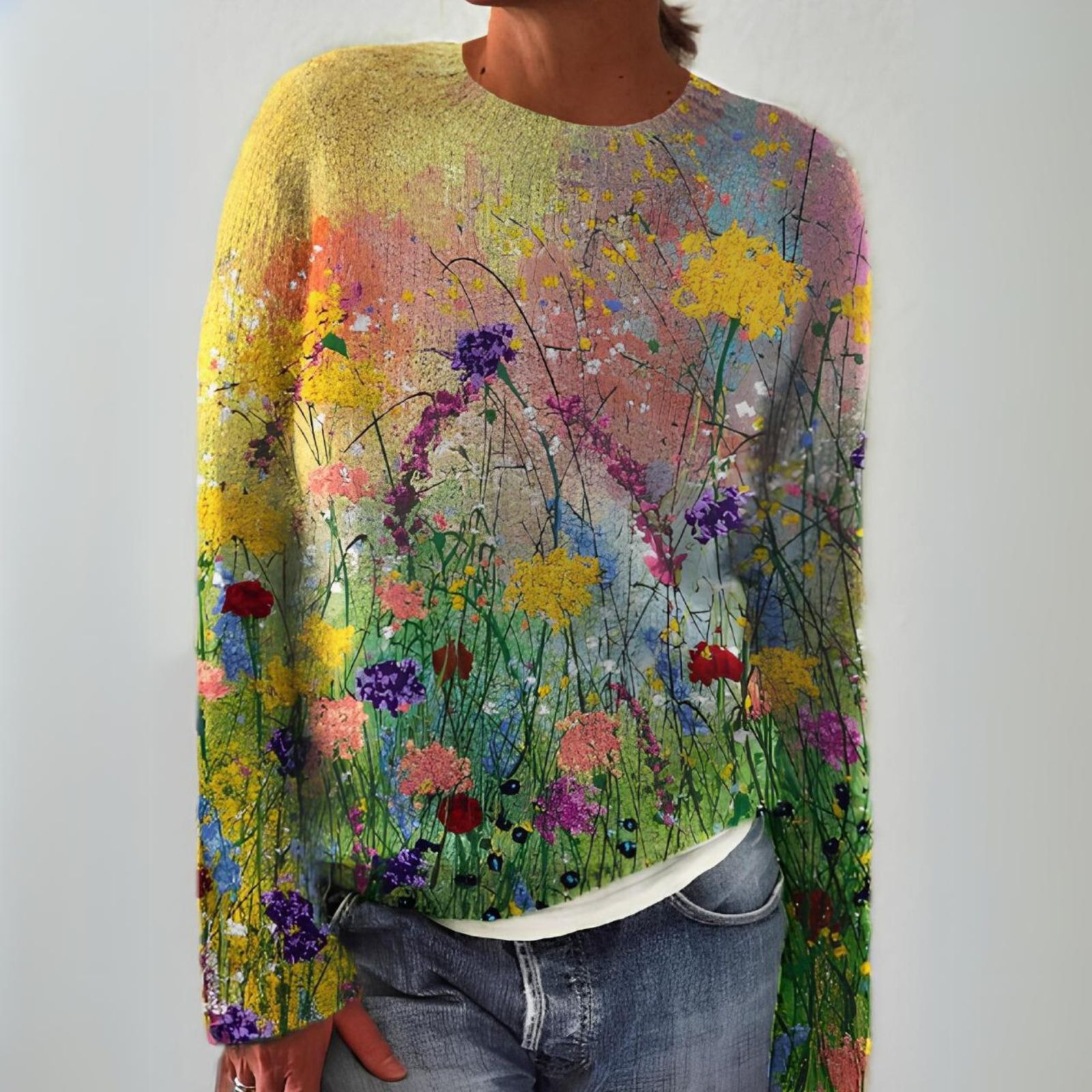 Icelandic knit sweater featuring vibrant patterns, a cozy fit, and a handmade timeless design, perfect for warmth and style in cold weather. 0