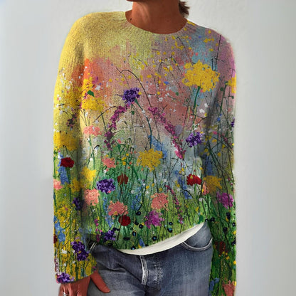 Icelandic knit sweater featuring vibrant patterns, a cozy fit, and a handmade timeless design, perfect for warmth and style in cold weather. 0