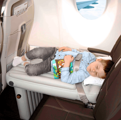 Inflatable bed for kids made of durable PVC, designed for easy setup and travel, perfect for airplane use. 3