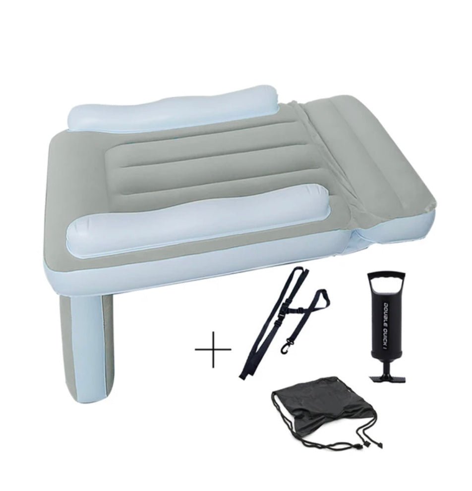Inflatable bed for kids made of durable PVC, designed for easy setup and travel, perfect for airplane use. 1