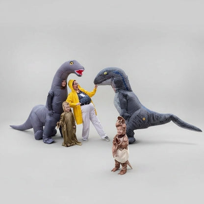 Inflatable dinosaur costume for adults, perfect for Jurassic theme cosplay and Halloween parties, featuring a flexible fit design. 4