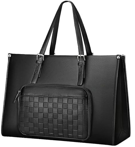 Insulated lunch bag with a laptop compartment, made of waterproof PU leather, featuring a stylish 2-in-1 design for women. 1