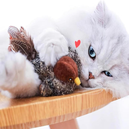 Interactive cat toy featuring lifelike bird sounds and movements, designed for indoor cats, with a rechargeable and durable build. 2