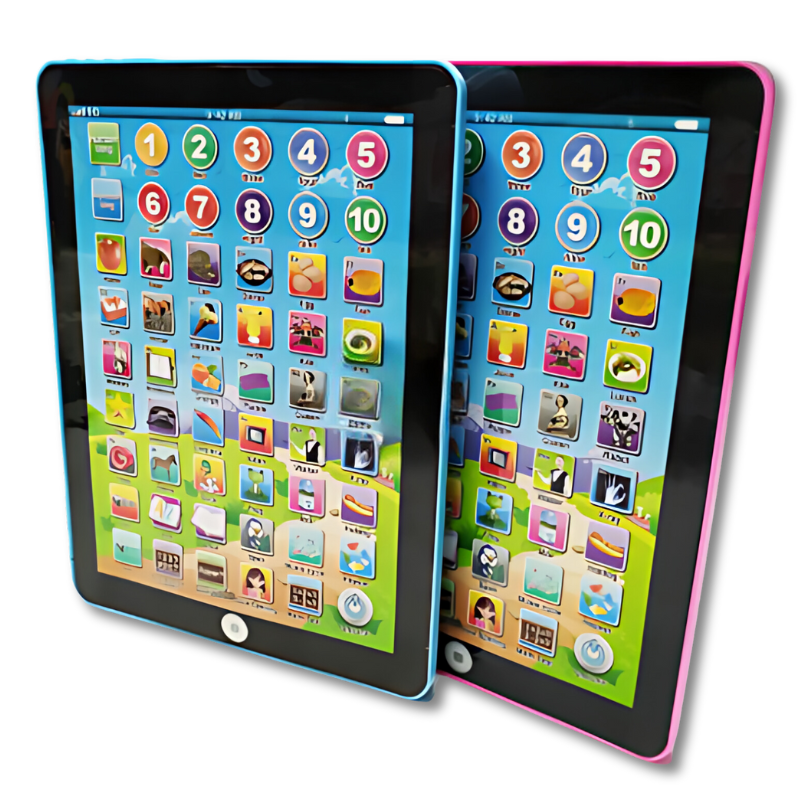 Interactive educational tablet for kids aged 3-6 years featuring touch learning games, made of durable ABS plastic, lightweight and portable design for easy use and 1