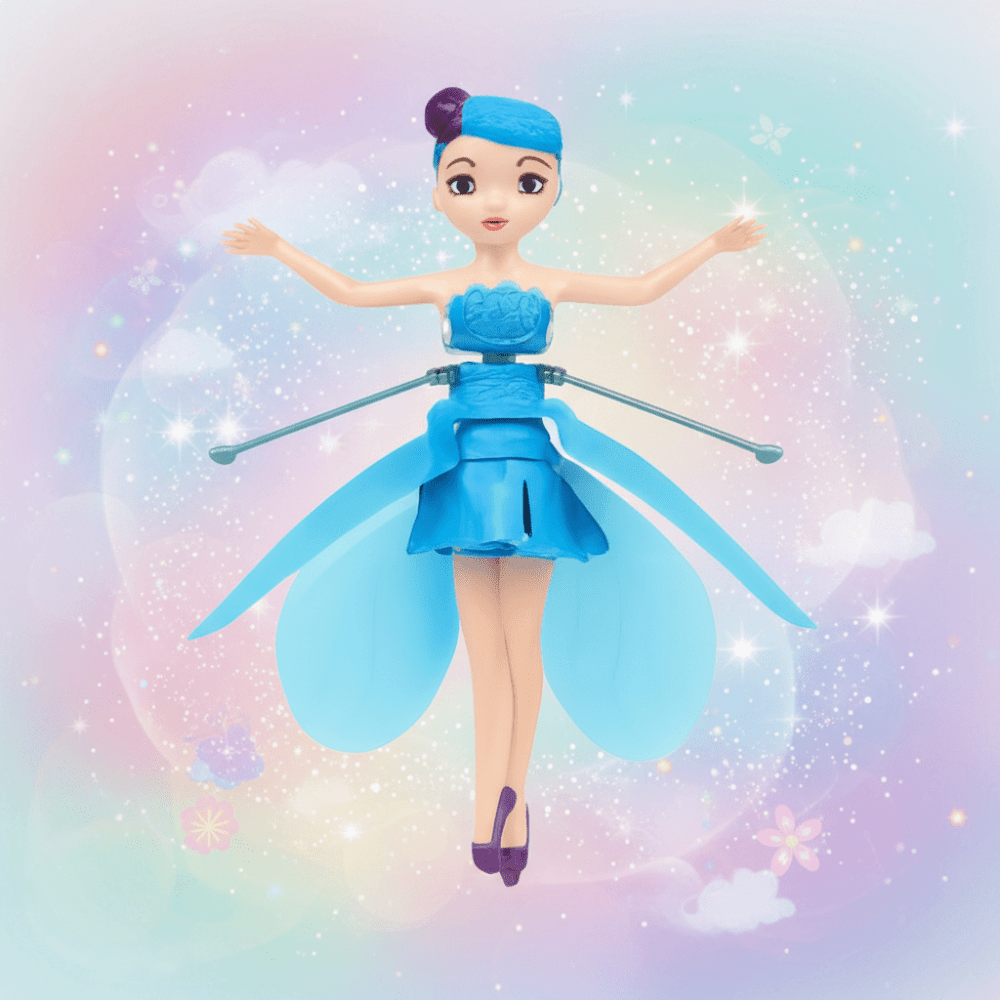 Interactive flying fairy toy featuring hand sensor control and colorful LED lights, perfect for children’s imaginative play and indoor fun. 5