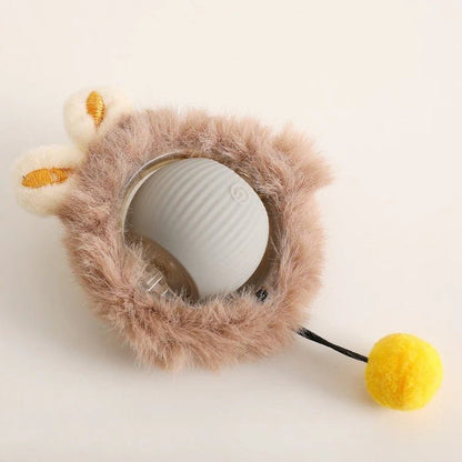 Interactive pet toy roller ball for dogs and cats, featuring motion activation and a detachable tail, made of non-toxic plastic, 9cm diameter. 6