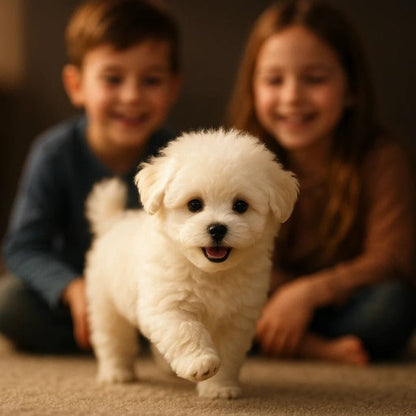 Interactive plush puppy toy featuring gentle movements and realistic sound effects, perfect for children to engage in imaginative play and companionship. 0