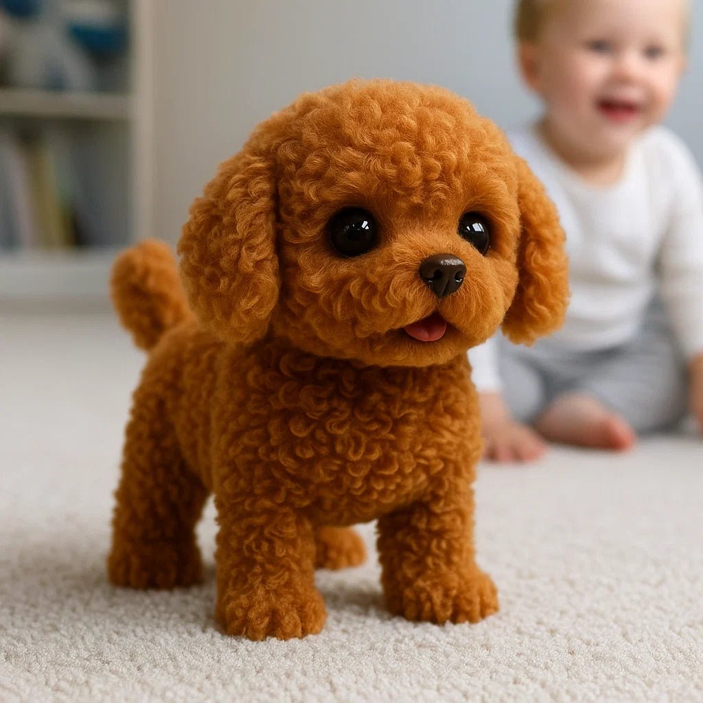 Interactive plush puppy toy featuring realistic movements and sounds, made from eco-friendly synthetic leather, perfect for children and pet lovers of all ages. 6