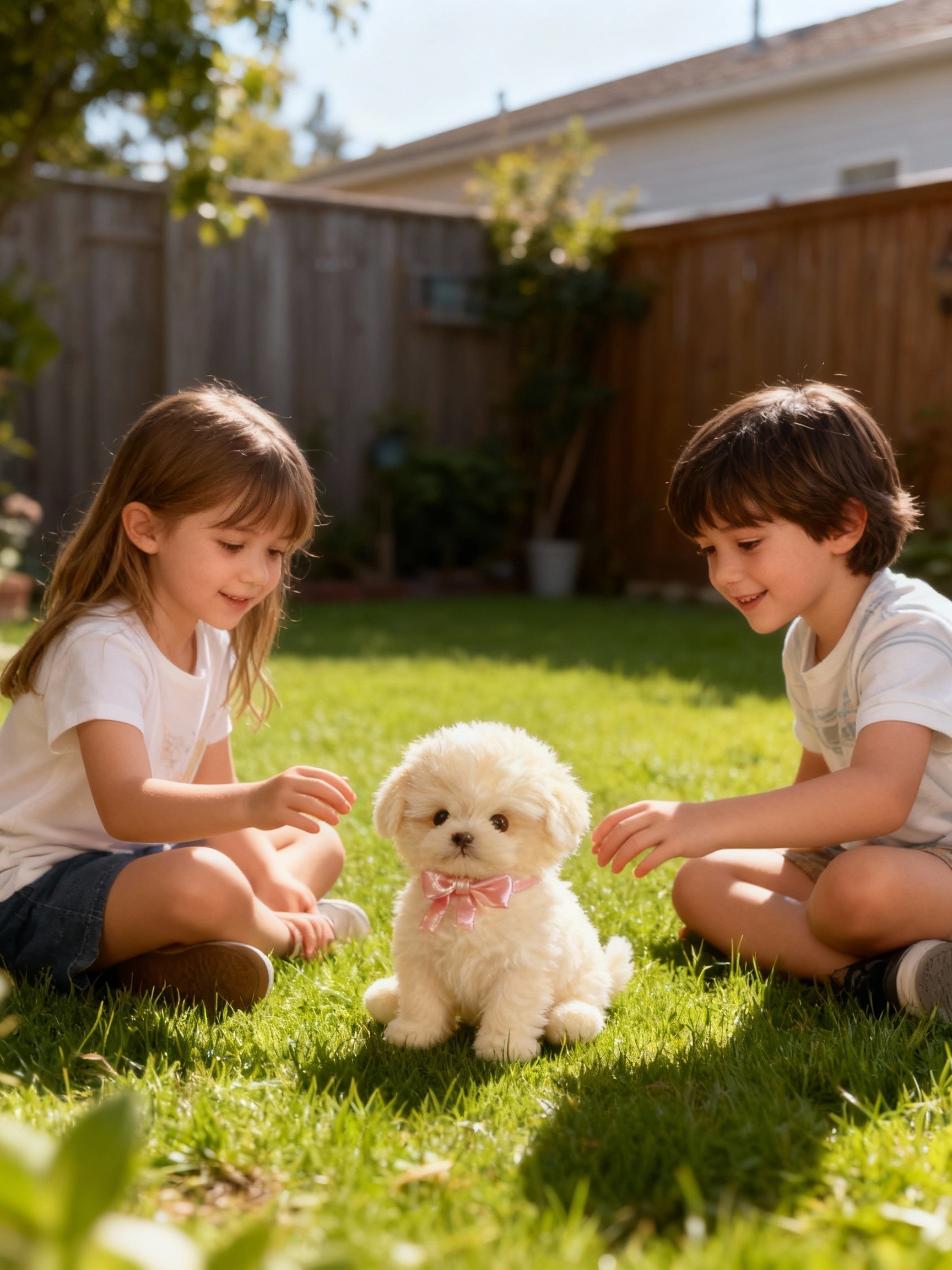 Interactive robot puppy toy featuring realistic movements, soft plush exterior, and battery-operated functionality for engaging playtime. 2
