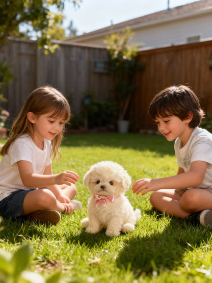 Interactive robot puppy toy featuring realistic movements, soft plush exterior, and battery-operated functionality for engaging playtime. 2